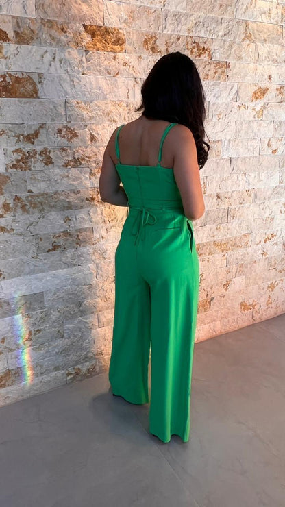 Tailoring Jumpsuit Stone Belt - Green