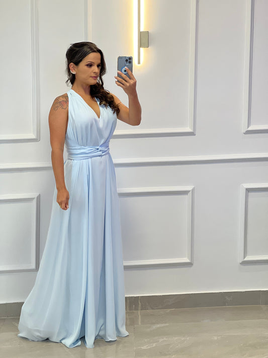 One Size Sleeveless Long Dress - Light Blue