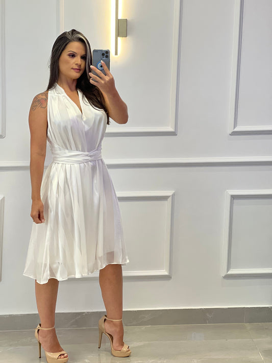 One Size Midi Dress - White Stripe