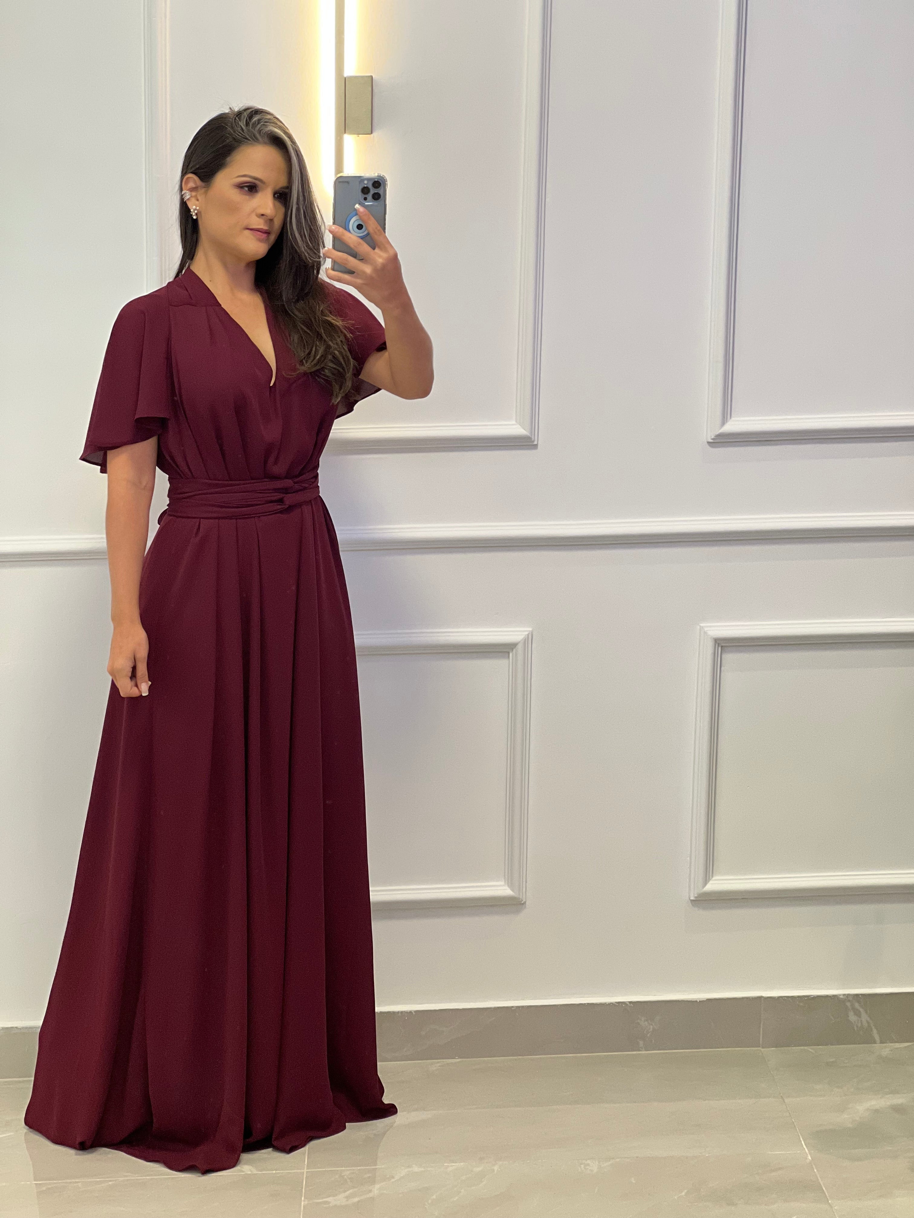 Vestidos longos best sale da cor marsala