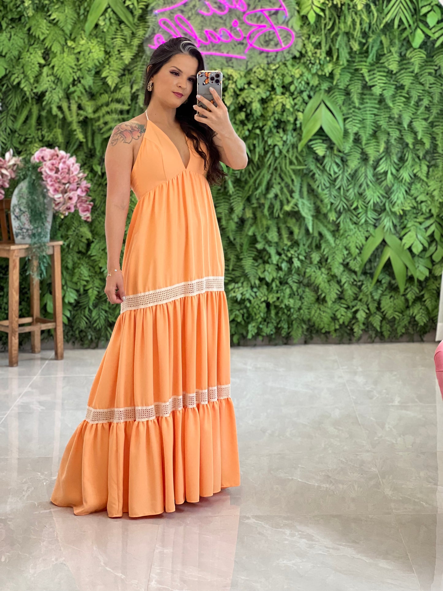 Long Dress Single Front - Orange