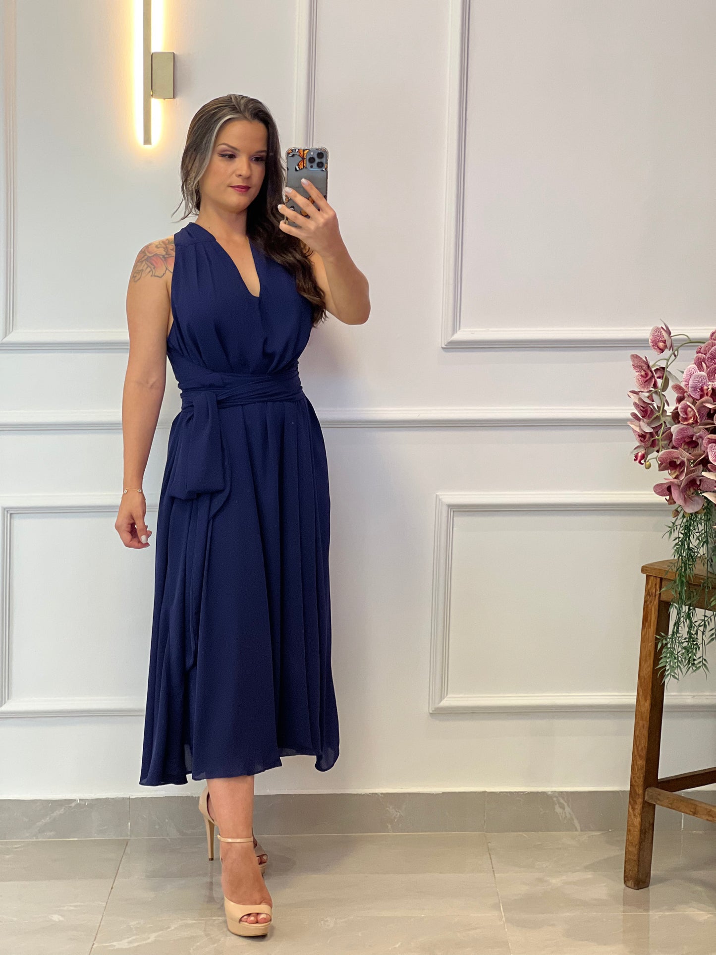 One Size Longuete Dress - Navy Blue