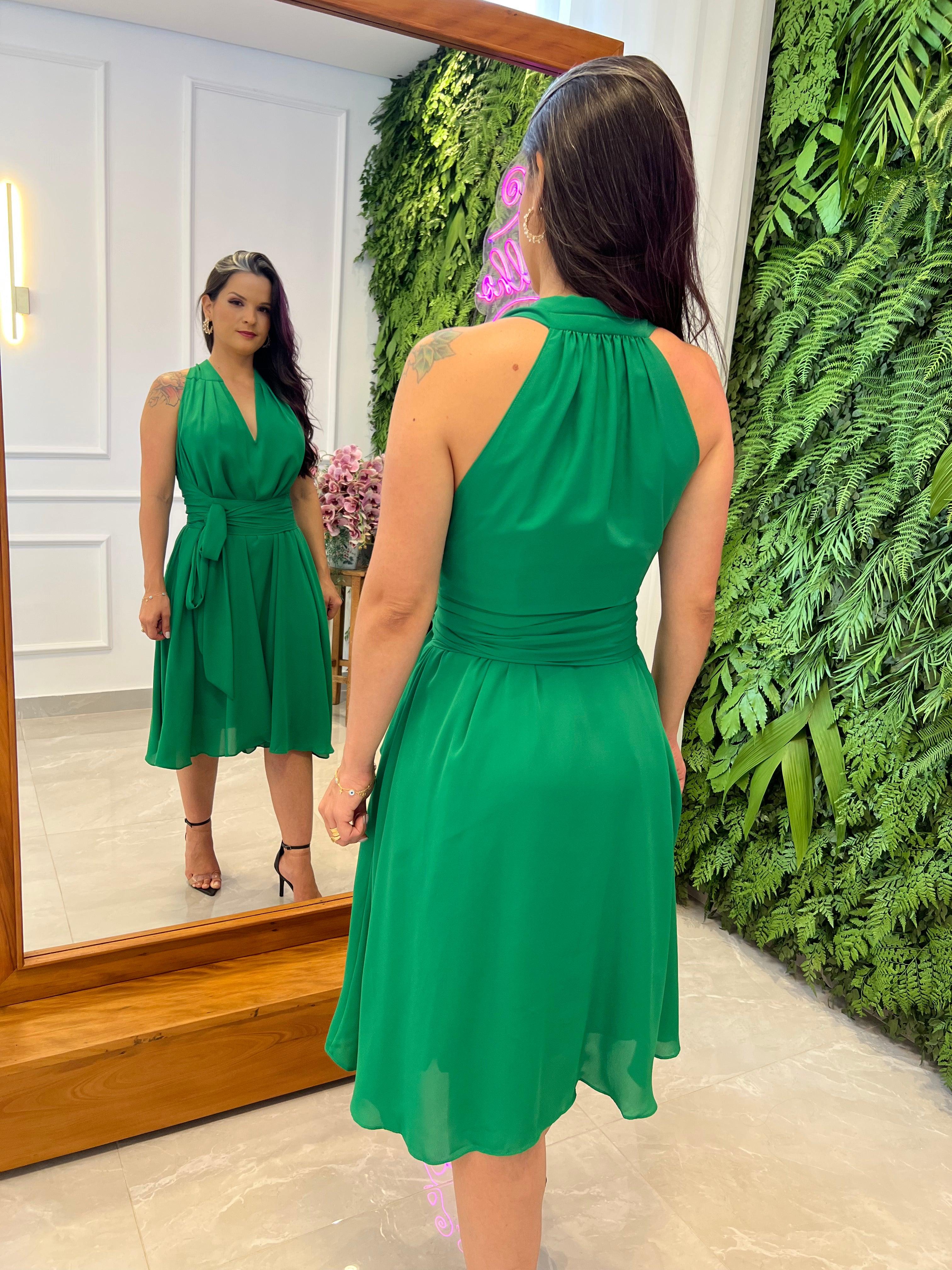 Vestido Midi Talla nica Verde Bandera polibicalho