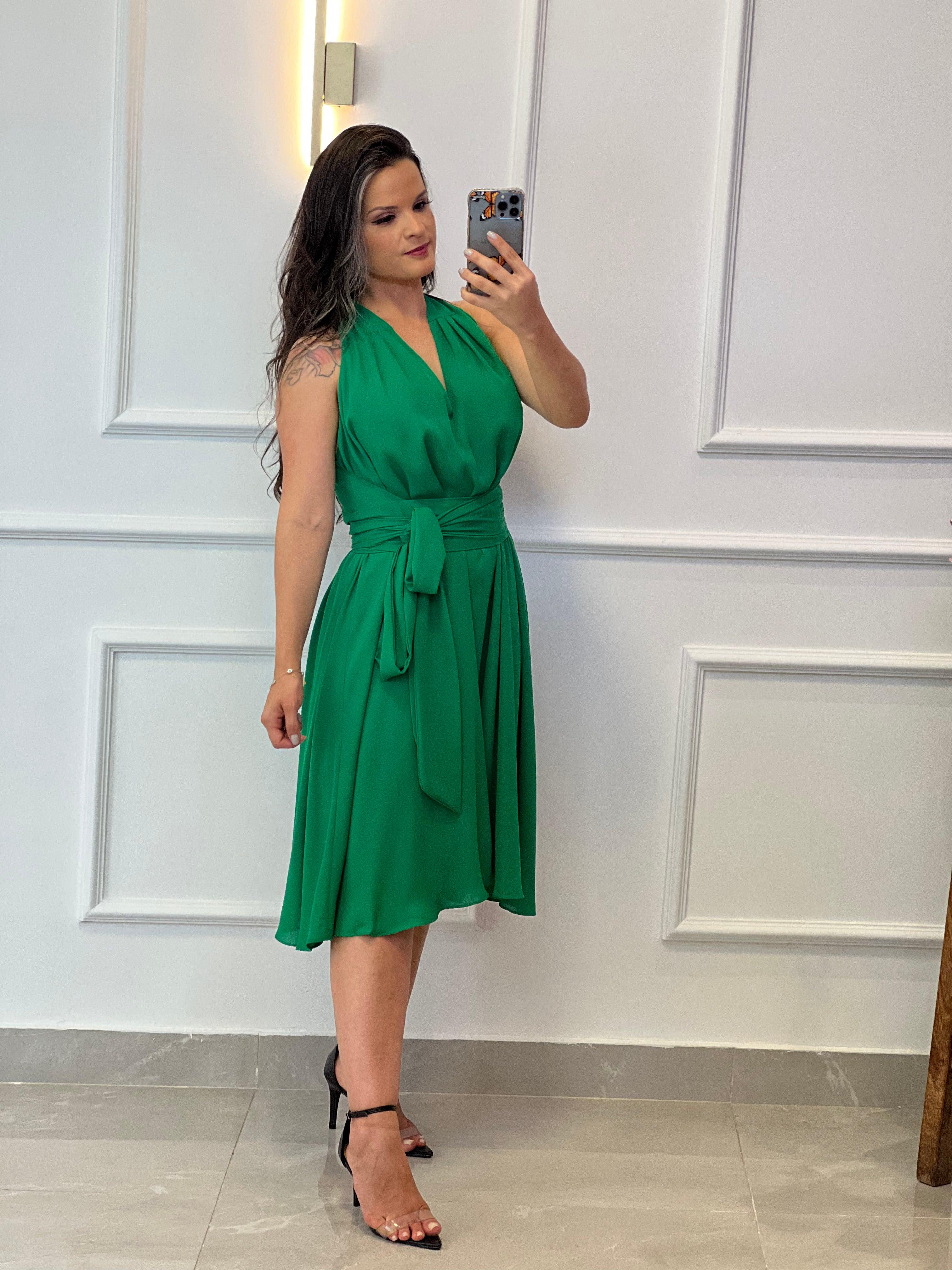 Vestido midi best sale verde bandeira