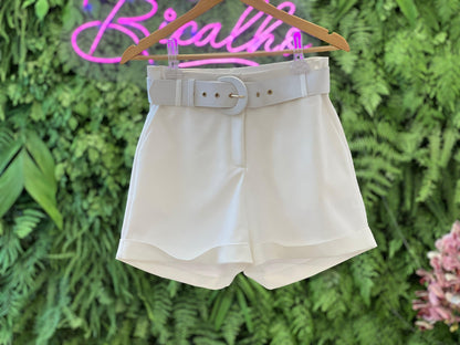 Short Alfaiataria Cinto - Branco/Off 4256