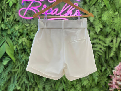 Short Alfaiataria Cinto - Branco/Off 4256