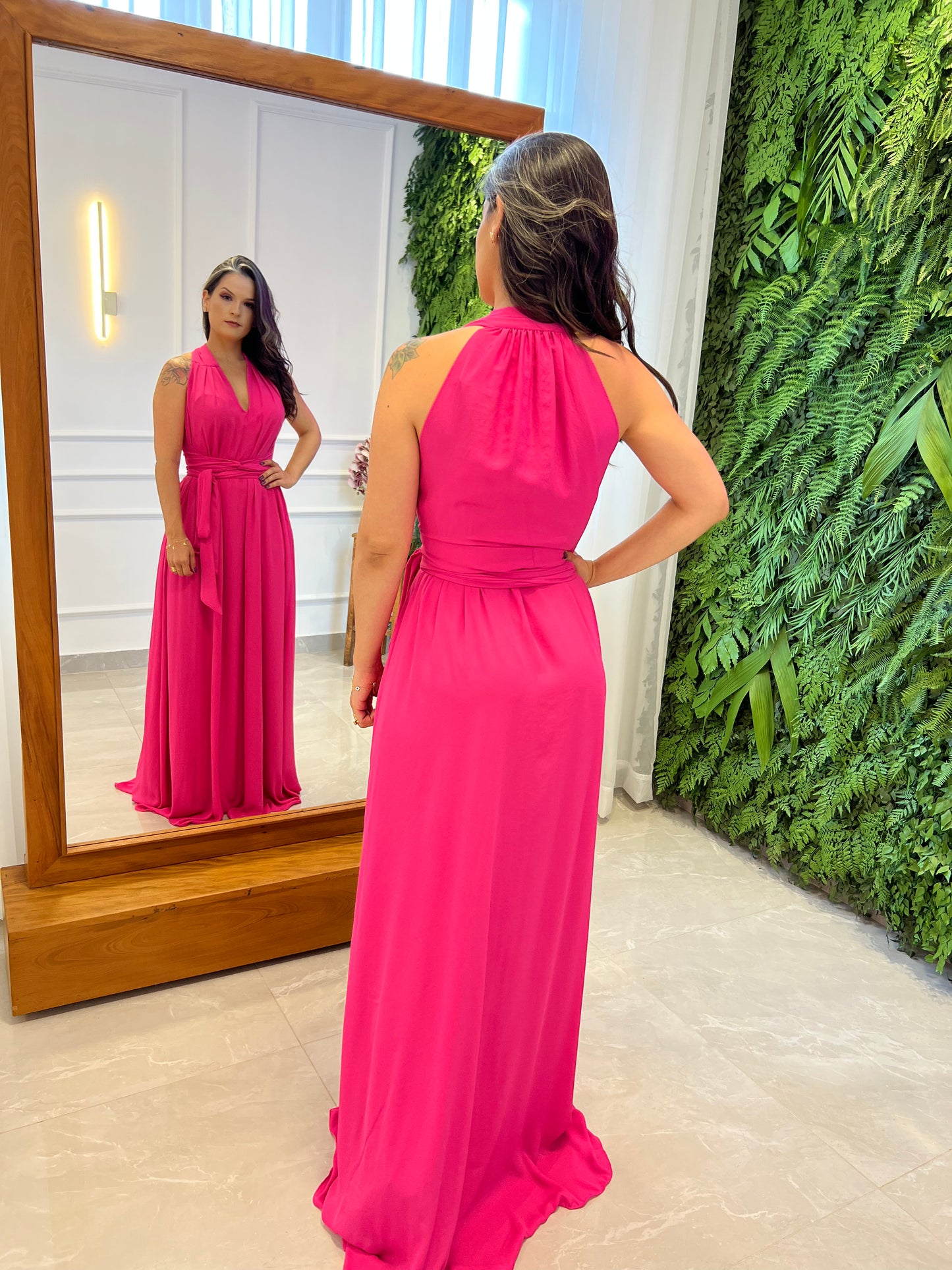 One Size Sleeveless Long Dress - Pink Pink