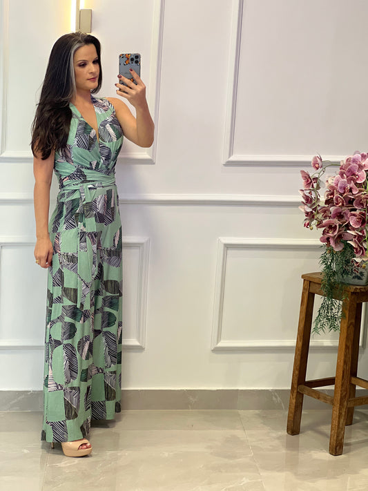 Jersey Jumpsuit - Printed Green