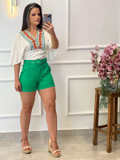 Short Alfaiataria Cinto - Verde 4256