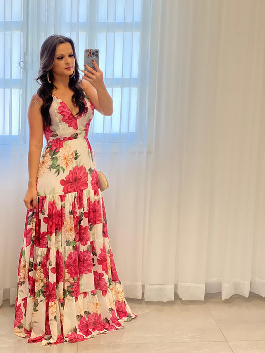 Floral Long Dress - Off