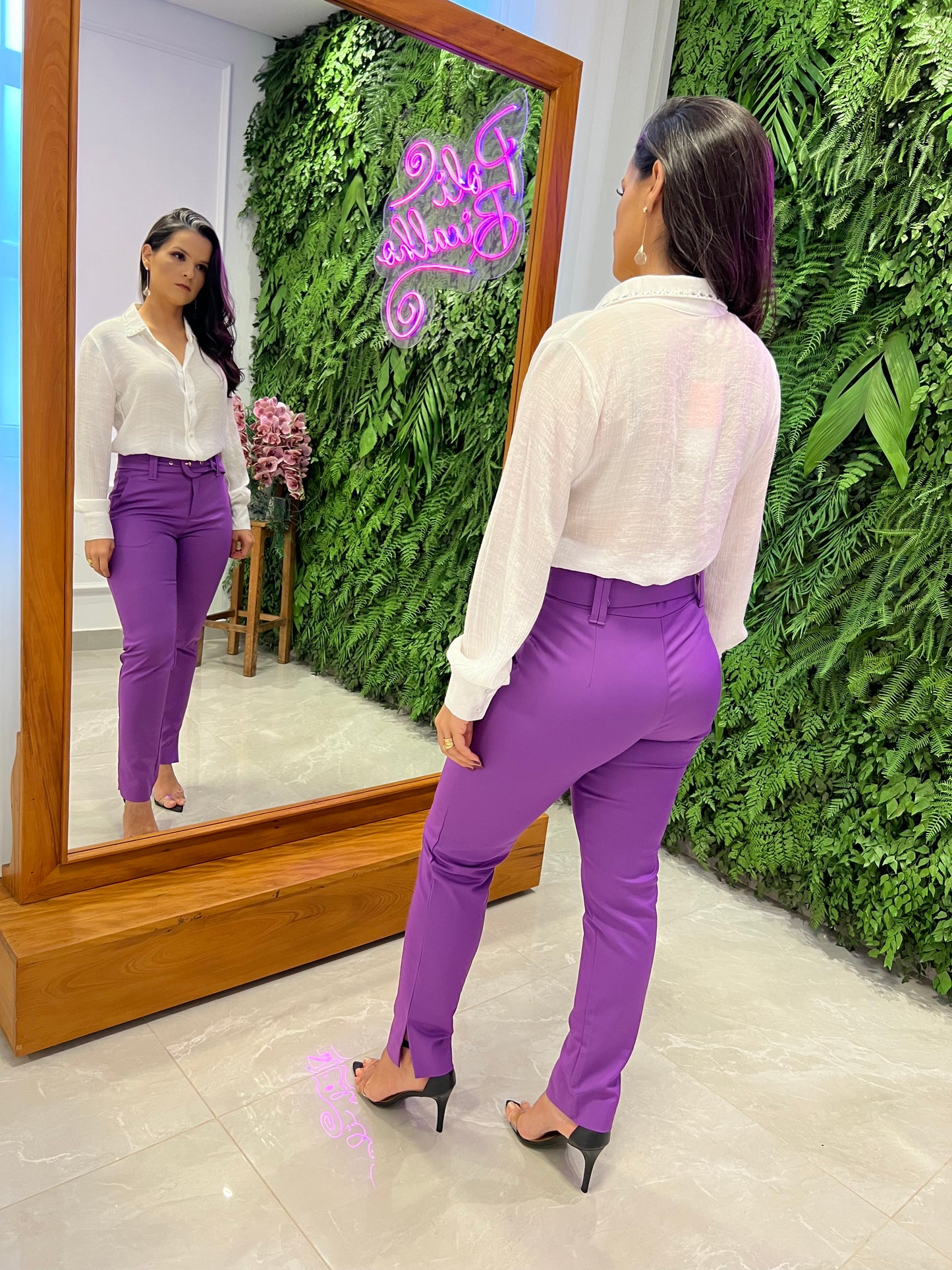 Pantalones Portinari Clochard De Tailored Con Cinturón - Púrpura