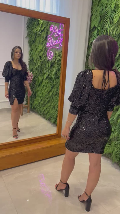 Vestido Curto Paete - Preto 4280