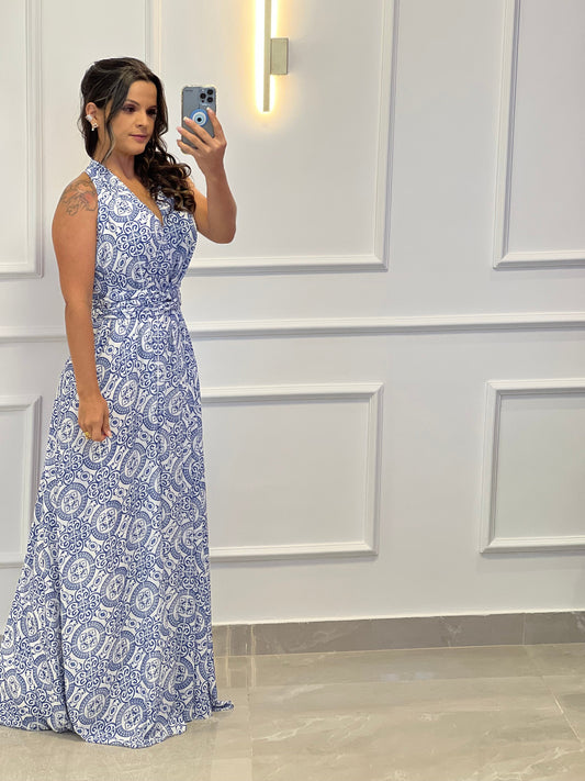 Long Dress One Size Sleeveless - Azulejo Português